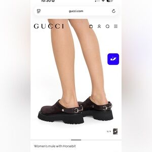 Brown suede chunky clog mules with horsebit - 39 never worn